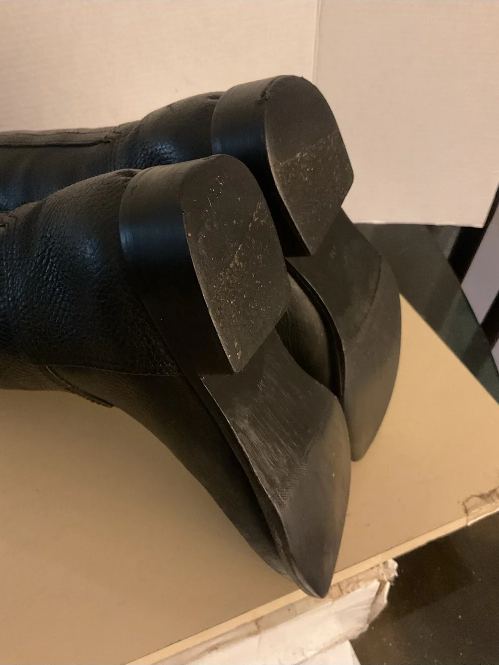 Tory Burch women Black Leather Knee-High Riding Boots with Gold Logo boots US 7